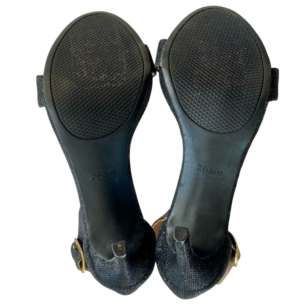 ZIGI SOHO High Heels Ankle Strap Open Toe Black Sparkle Women Size 8 - Picture 10 of 12